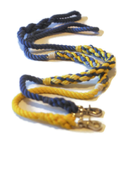 Weave Rope Dog Leash Traffic Lead (2 ft) Blue with Yellow