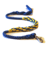 Weave Rope Dog Leash 6 ft Blue with Yellow-2