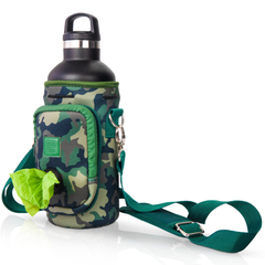 Made Easy Kit Water Bottle Carrier w/Pocket for Dog Poop Bag 32oz Large Camo Dark Green