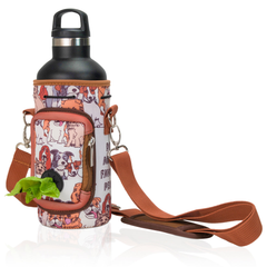 Made Easy Kit Water Bottle Carrier w/Pocket for Dog Poop Bag 40oz Tall & Large Brown Dog Lover