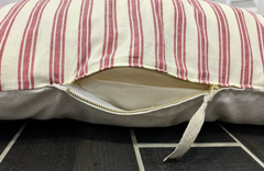Marblehead Light Red Ticking Stripe Farmhouse Duvet Style Dog Bed L-3