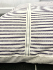 Naval Rigging Vintage Farmhouse Navy Ticking Dog Bed L-3