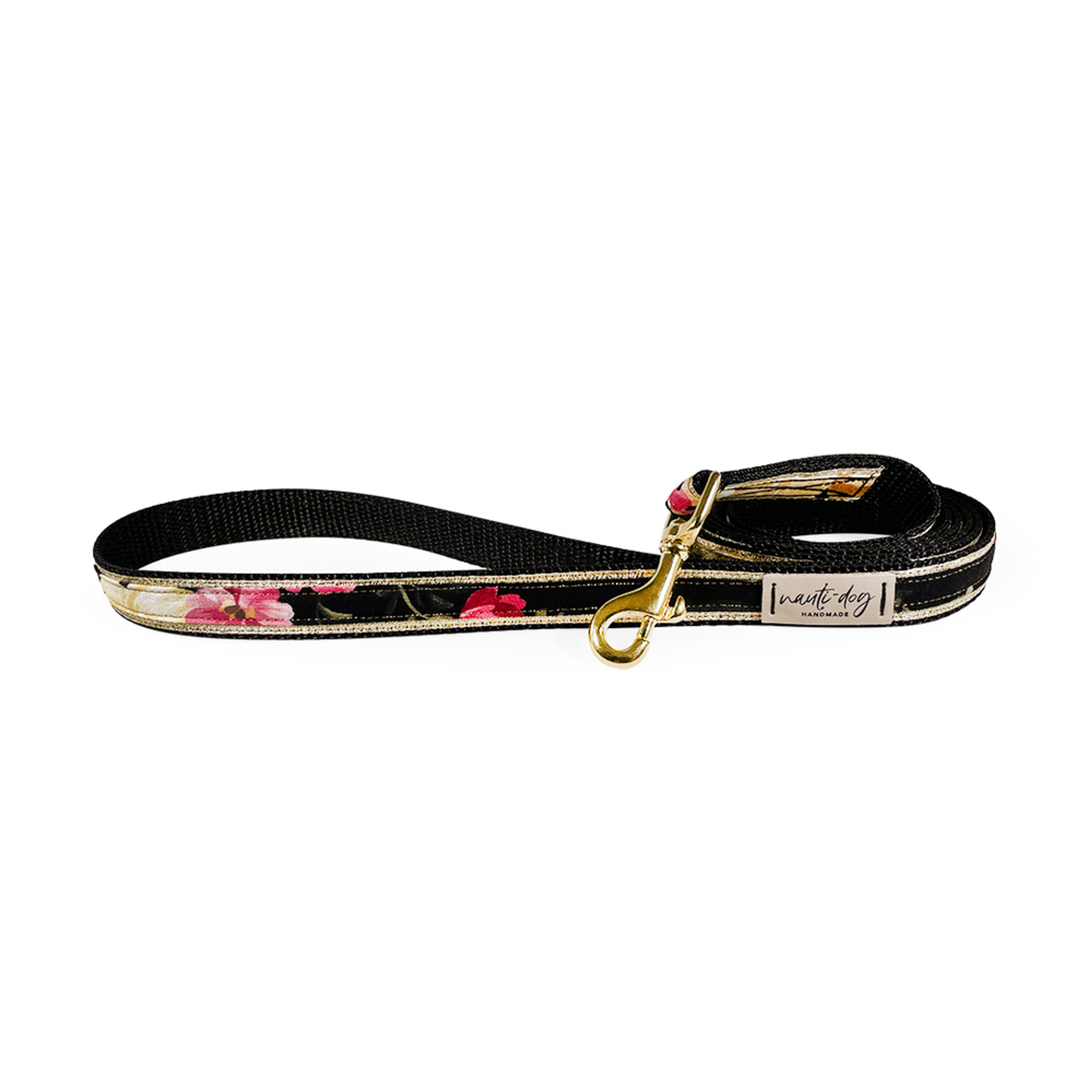 Victoria Floral Ribbon Leash Black Gunmetal