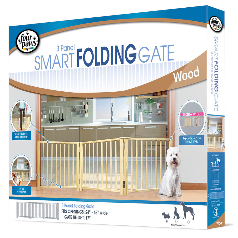 Four Paws Smart Design Folding Freestanding Gate 3 Panel-2