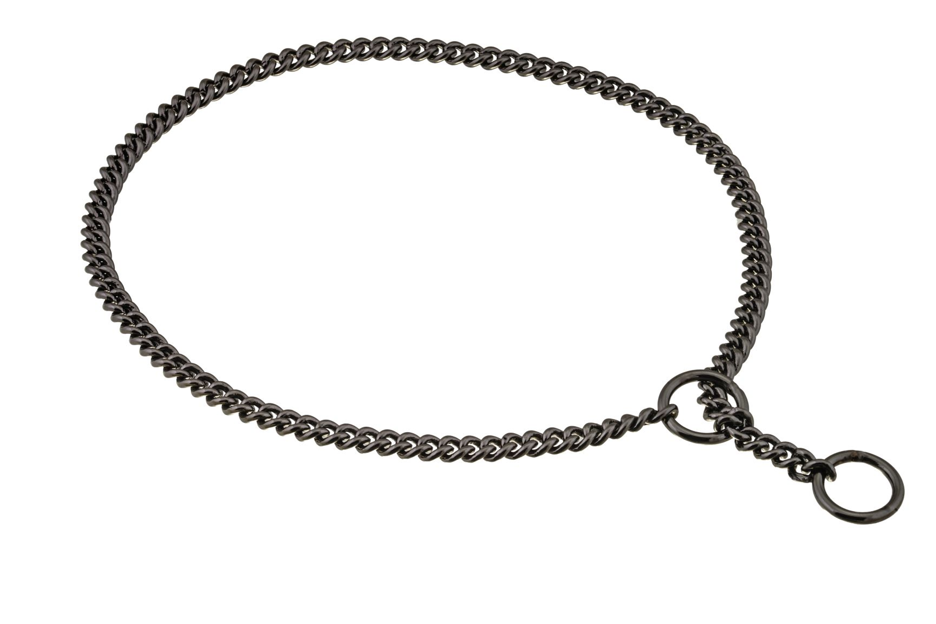 Slip Curve Show Chain Collar (12 in x 1.4 mm) Black Metal Chain ...