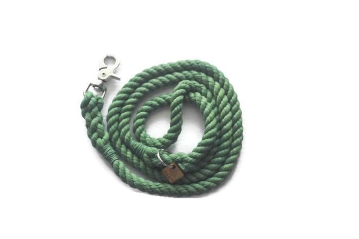Single Color Rope Dog Leash 5 ft Green