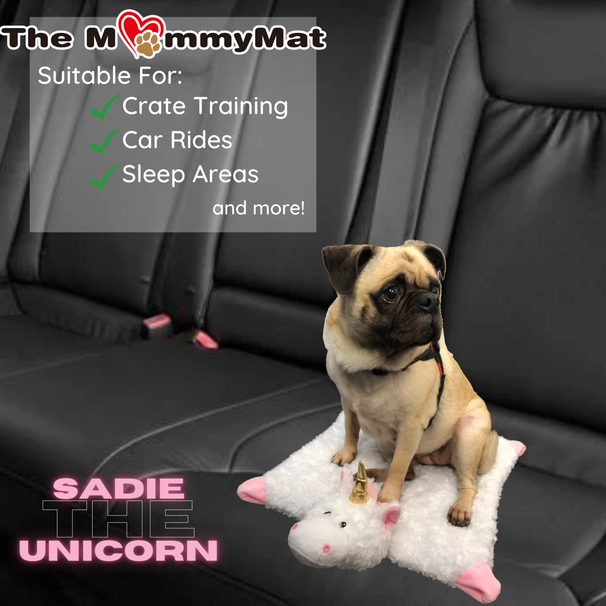 The MommyMat - Heartbeat Anxiety Pet Bed Mat 18 x 18 in Sadie the Unicorn-8