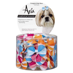 AR Grosgrain Stripe Bows Canister 100Pc 3.25