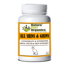 All Shins & Grins Capsules - Antioxidant Super Food Bone, Eye, Teeth & Skin Support Dog & Cat CAT/ 150 caps / 300 mg