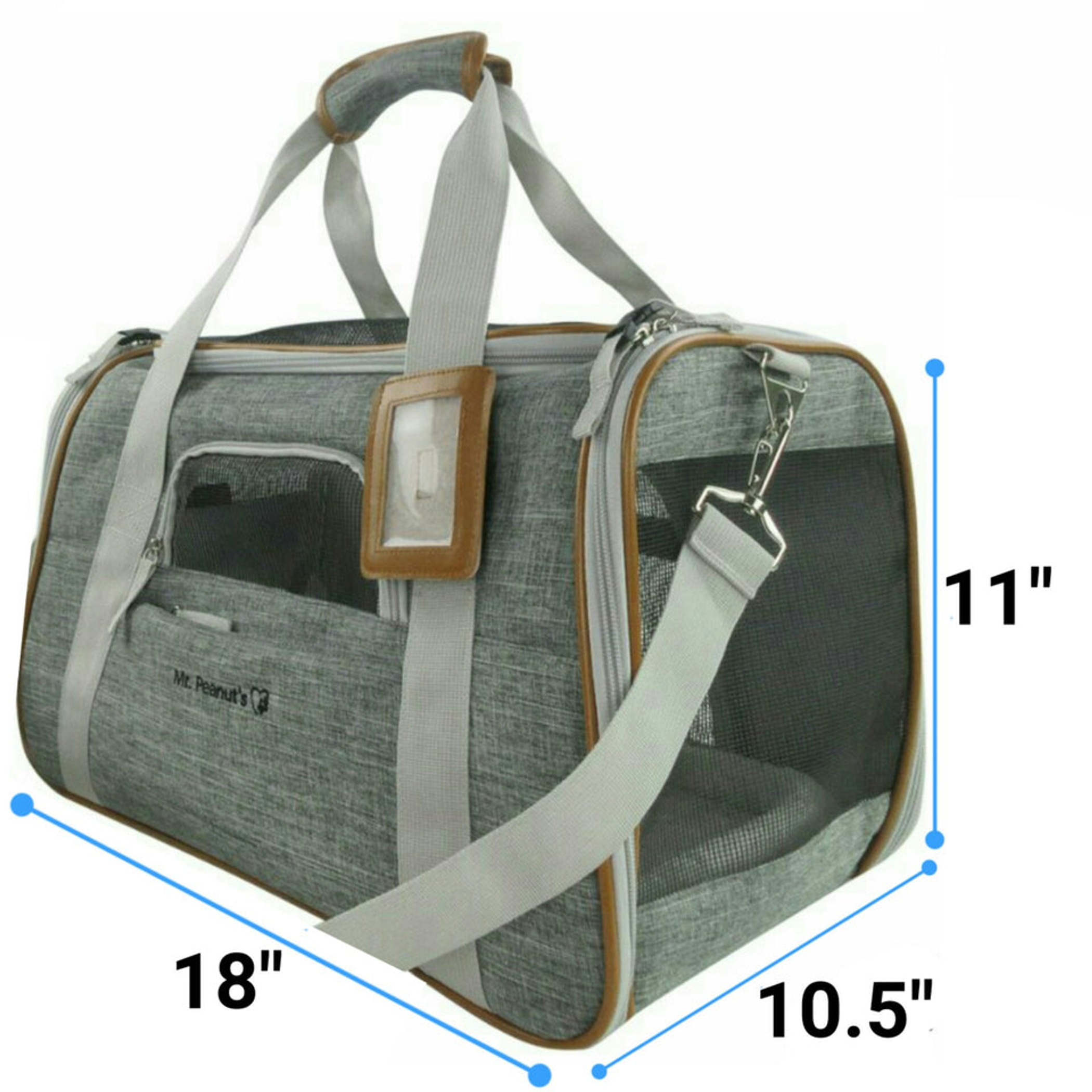 Mr. Peanut's Platinum Series Pet Carrier 18inLx10.5inWx11inH Snowflake Gray-4