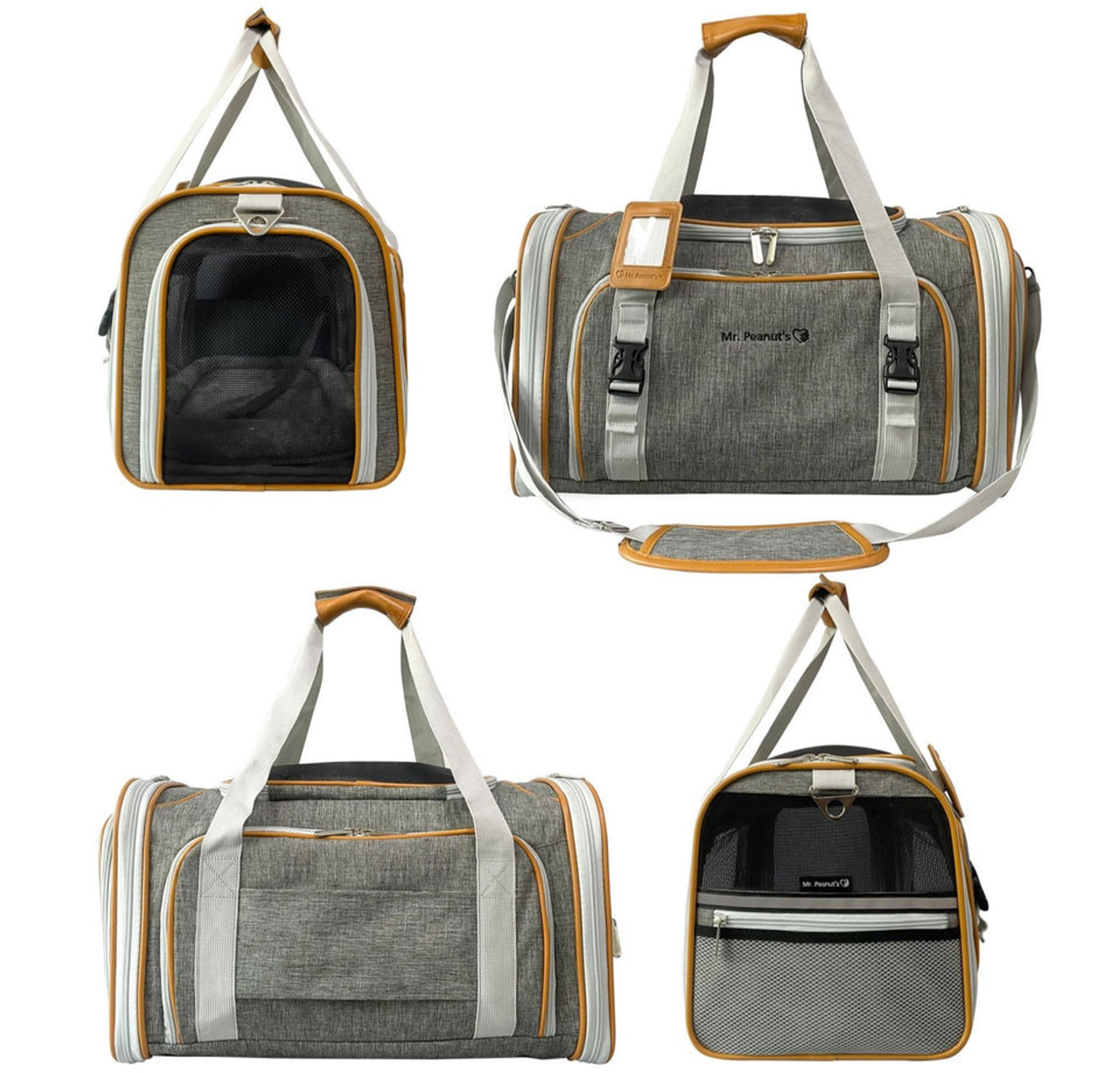 Mr. Peanut's Platinum Series Double Expandable Pet Carrier 18inLx10.5inWx11inH Snowflake Gray-3