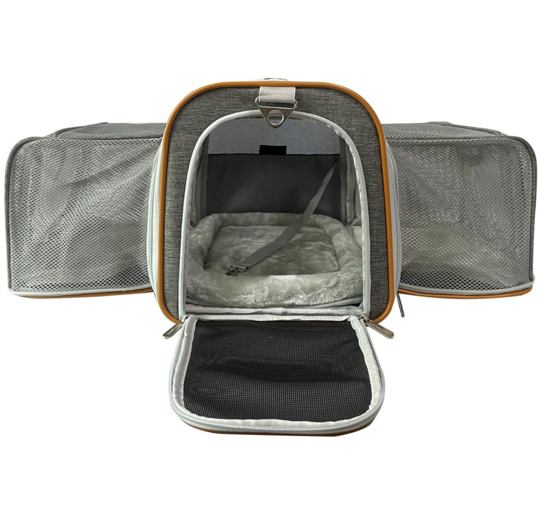 Mr. Peanut's Platinum Series Double Expandable Pet Carrier 18inLx10.5inWx11inH Snowflake Gray-5