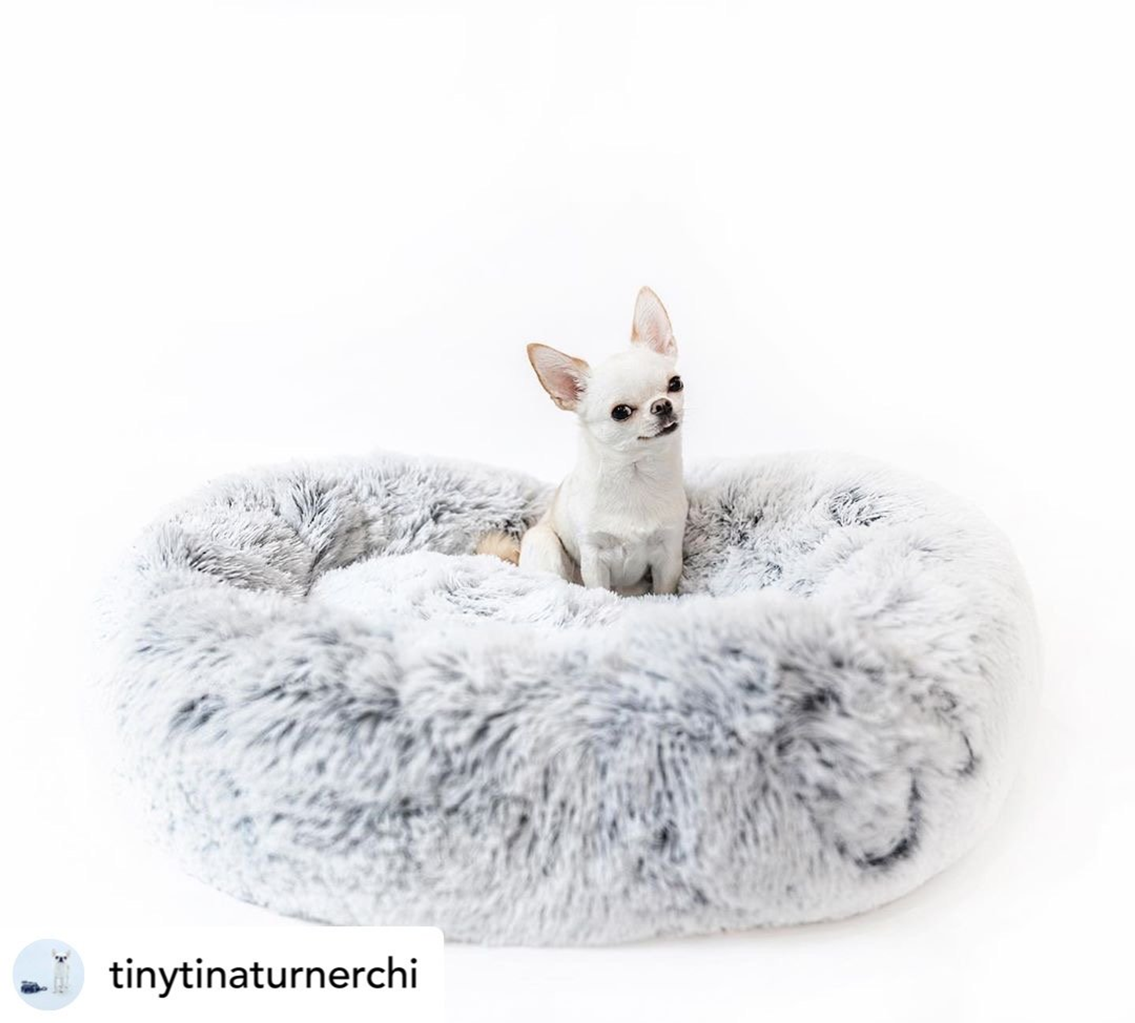 Mr. Peanut's OrthoPlush Pet Bed 28 in Snowflake White Two Tone-5