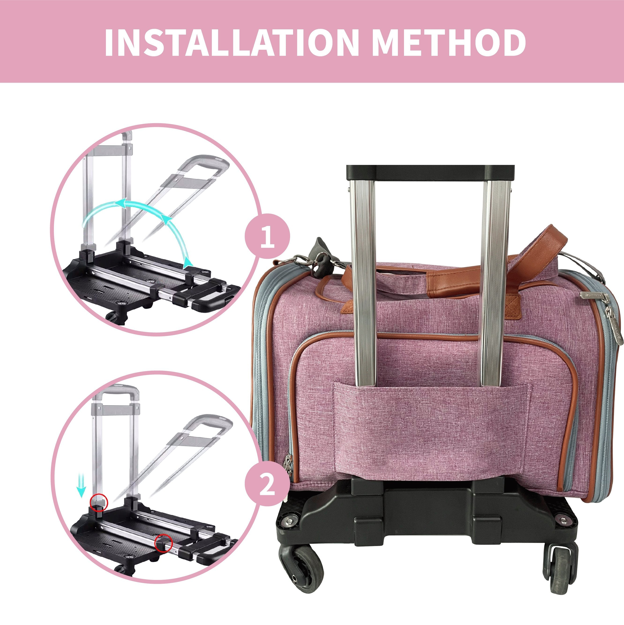 Mr. Peanut's Pet Carrier/Luggage Bag Spinner Wheelbase Luggage Cart-2