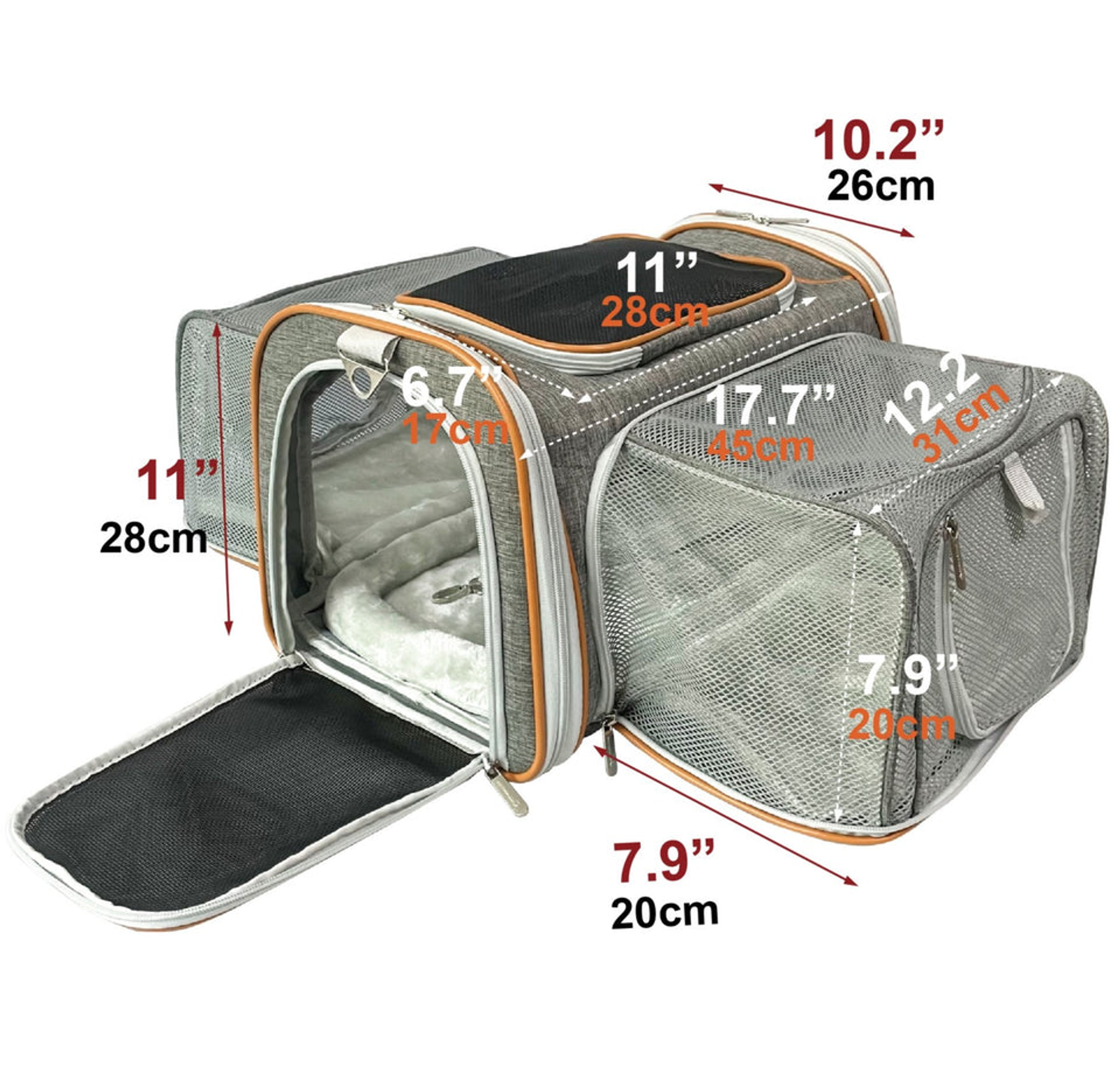 Mr. Peanut's Platinum Series Double Expandable Pet Carrier 18inLx10.5inWx11inH Twilight Gray-2