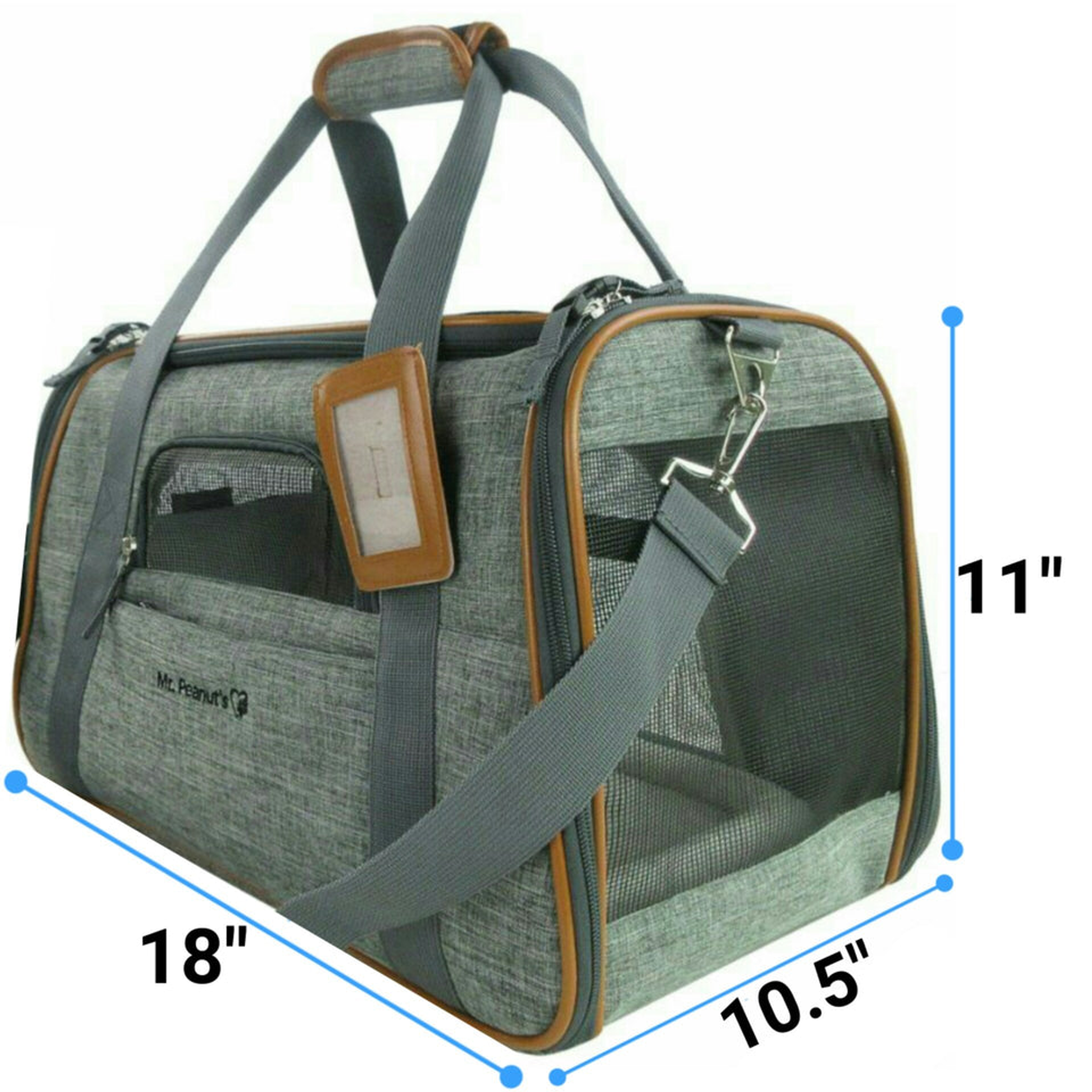 Mr. Peanut's Platinum Series Pet Carrier 18inLx10.5inWx11inH Twilight Gray-2