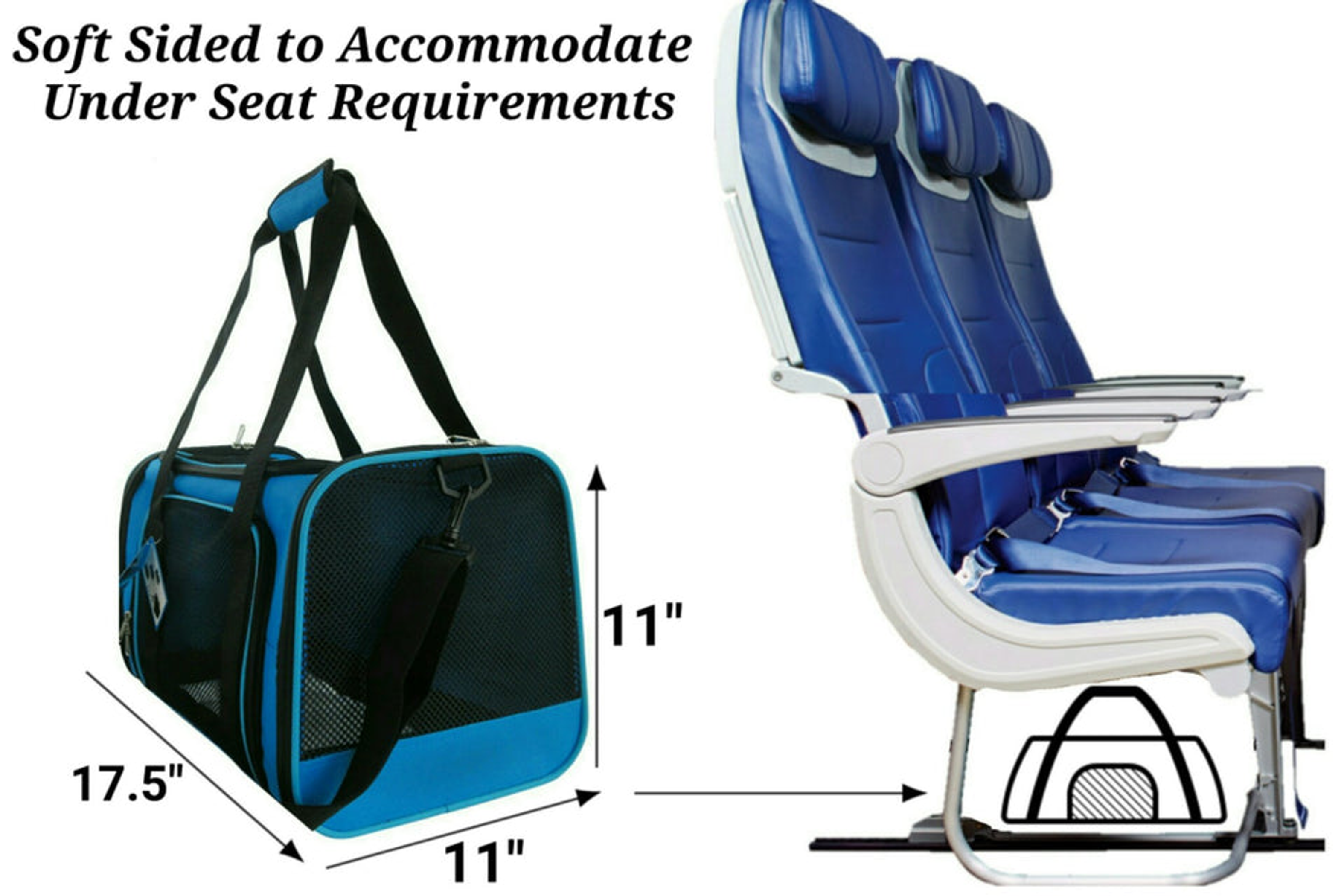 Mr. Peanut's Silver Series Airline Capable Soft Sided Pet Carrier 17.5 in L x 11 in W x 11 in H Deja Blue-2