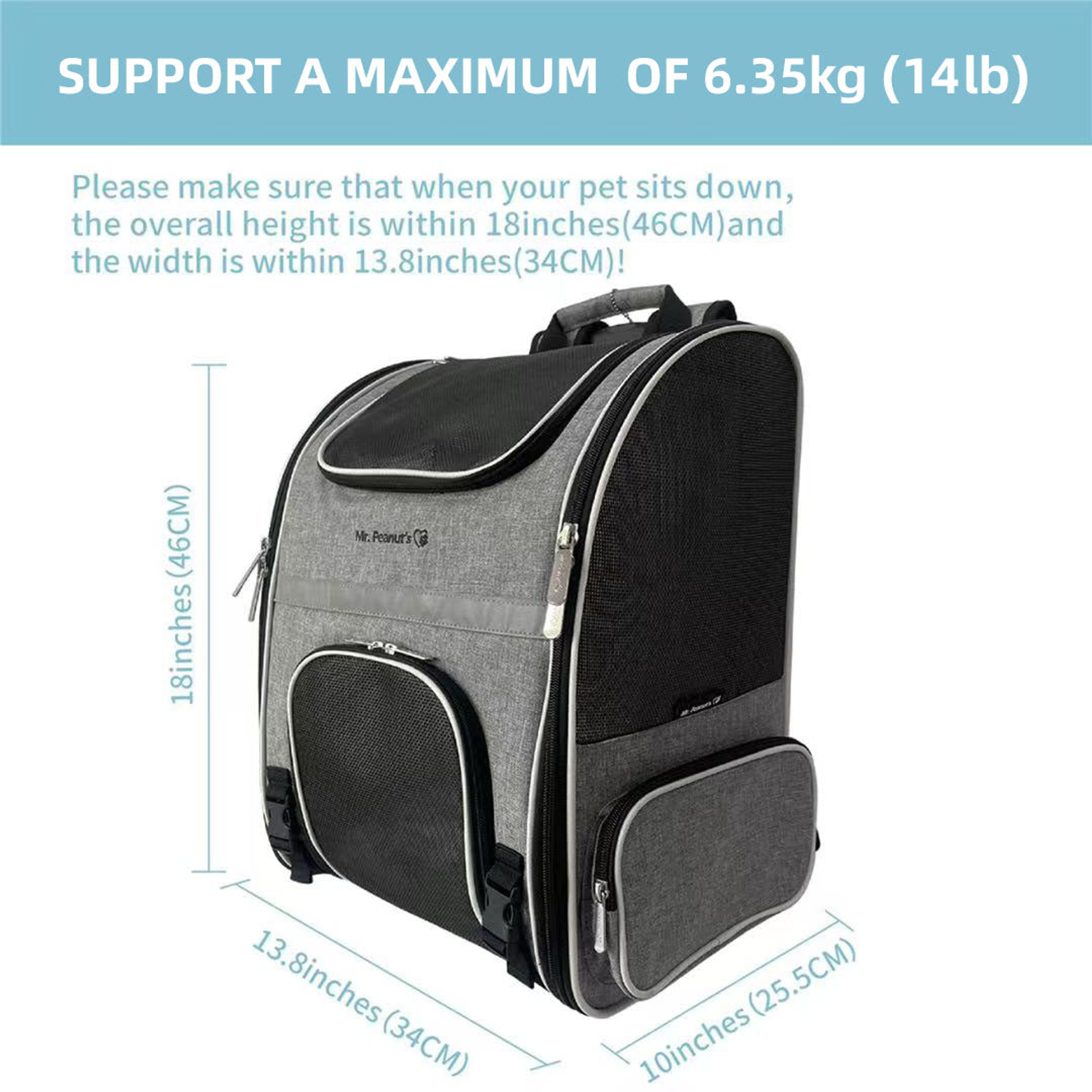 Mr. Peanut's Malibu Series Backpack Pet Carrier Stroller With Detachable Wheelbase-3