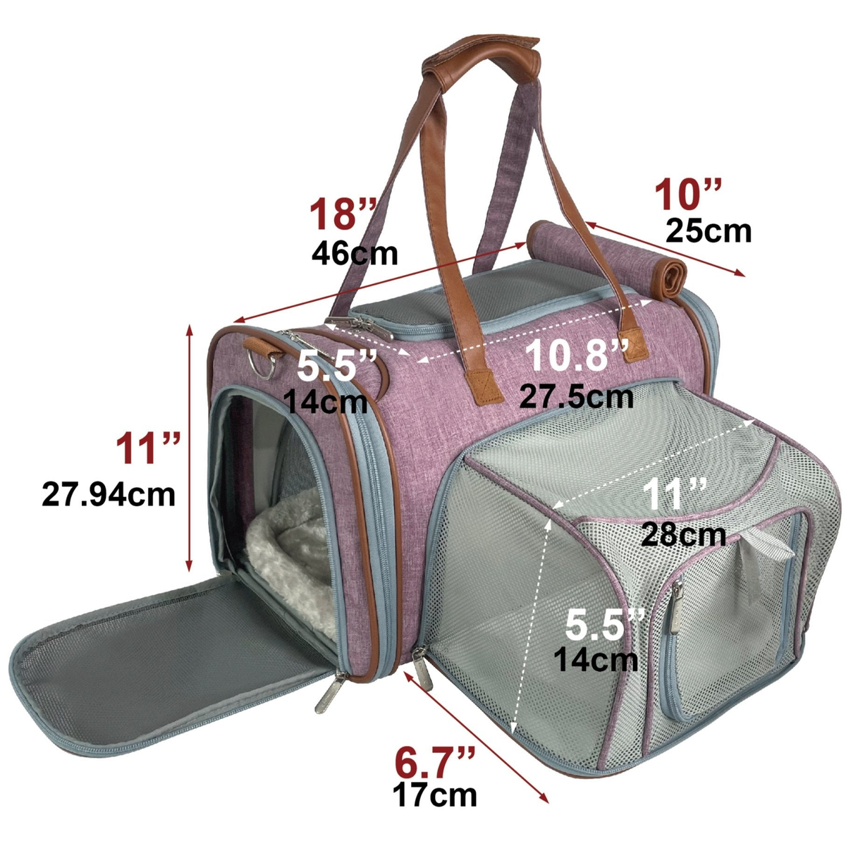 Mr. Peanut's Gold Series Standard Size Expandable Pet Carrier 18 in L x 10.5 in W x 11 in H Purple