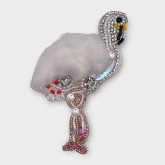 Beaded Fur and Rhinestone Flamingo- Dog Dress X Small-2