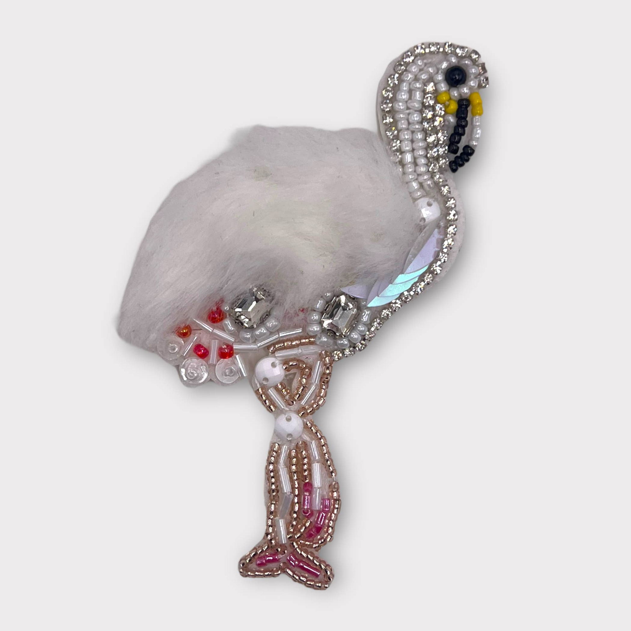 Beaded Fur and Rhinestone Flamingo- Dog Dress Small-2