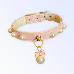 Beaded Pearls and Bow Collar 10"