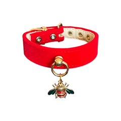 Bee Mine Dog Collar 12" Red