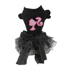 Barbie Silhouette Ruffle Dog Dress black 1-2