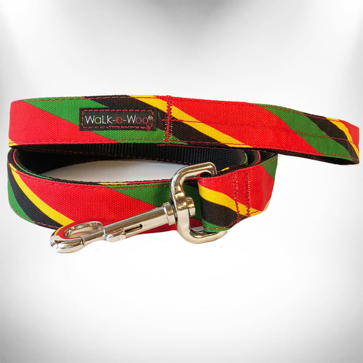 Stripes Dog Leash THIN 5/8" width- 5' long Rasta