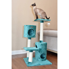 Real Woood Cat Tree House W 2 Private Condos 43" Green-3