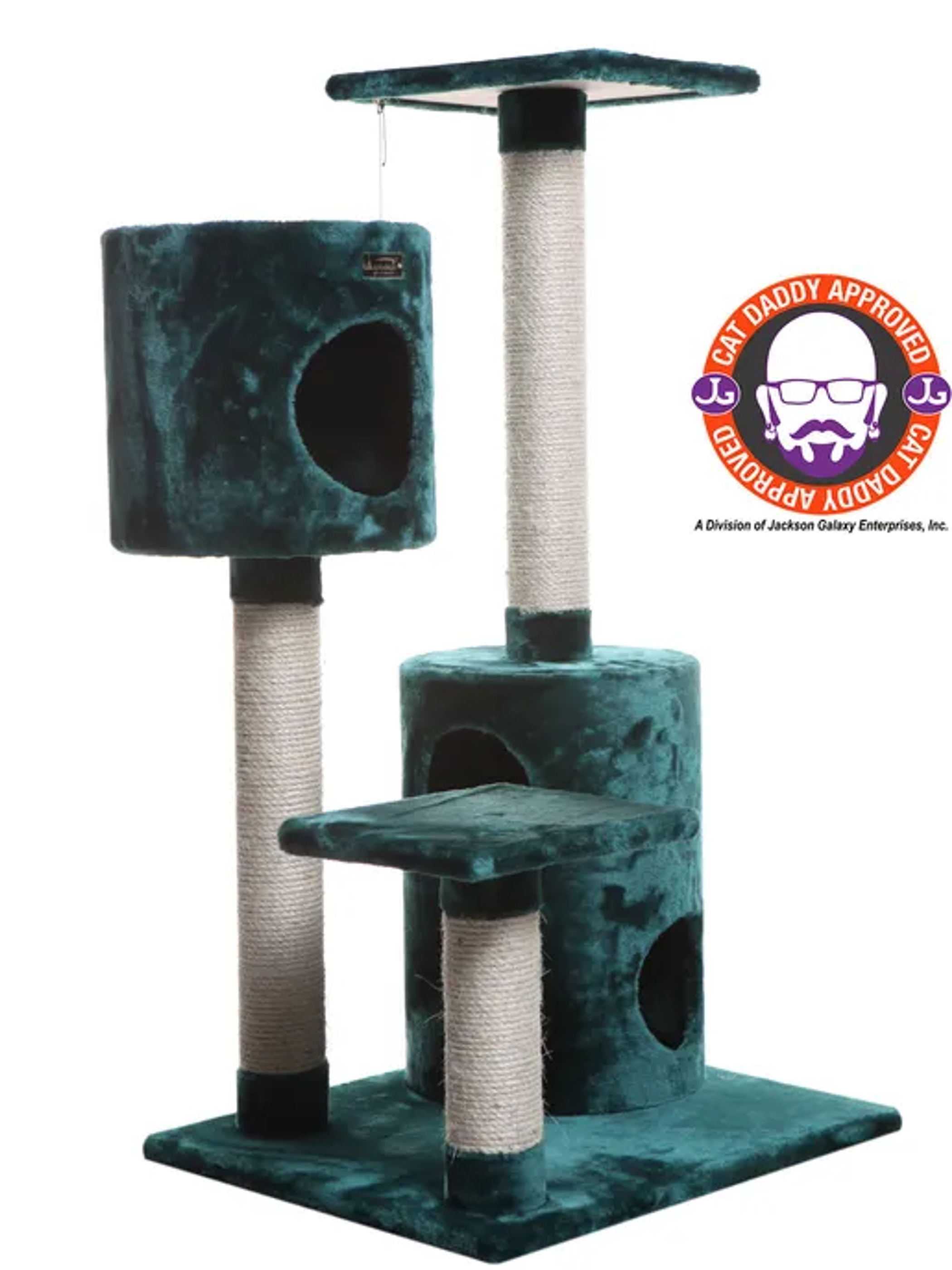 Real Woood Cat Tree House W 2 Private Condos 43" Green-4