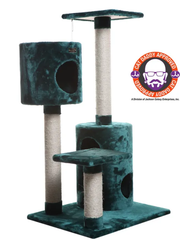 Real Woood Cat Tree House W 2 Private Condos 43" Green-4