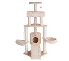 Armarkat Real Wood Spacious Thick Fur Cat Tower W Lounge RED-2