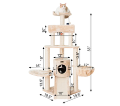 Armarkat Real Wood Spacious Thick Fur Cat Tower W Lounge RED-3