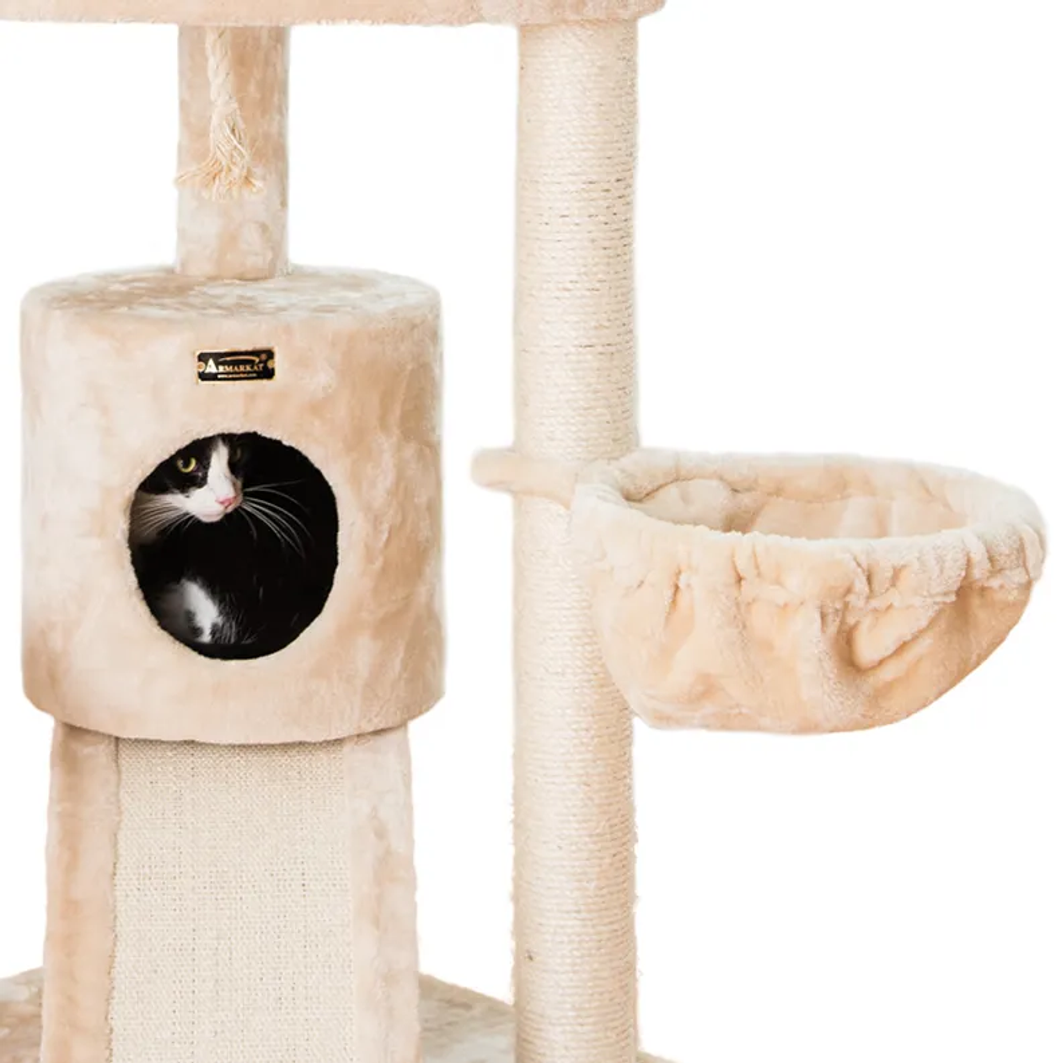 Armarkat Real Wood Spacious Thick Fur Cat Tower W Lounge RED-5