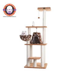 Armarkat Brown Carpet Cat Furniture, Real Wood Kitty Tower-3