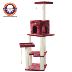 Armarkat Cat Tower Real Wood Cat Condo House 69" Burgundy