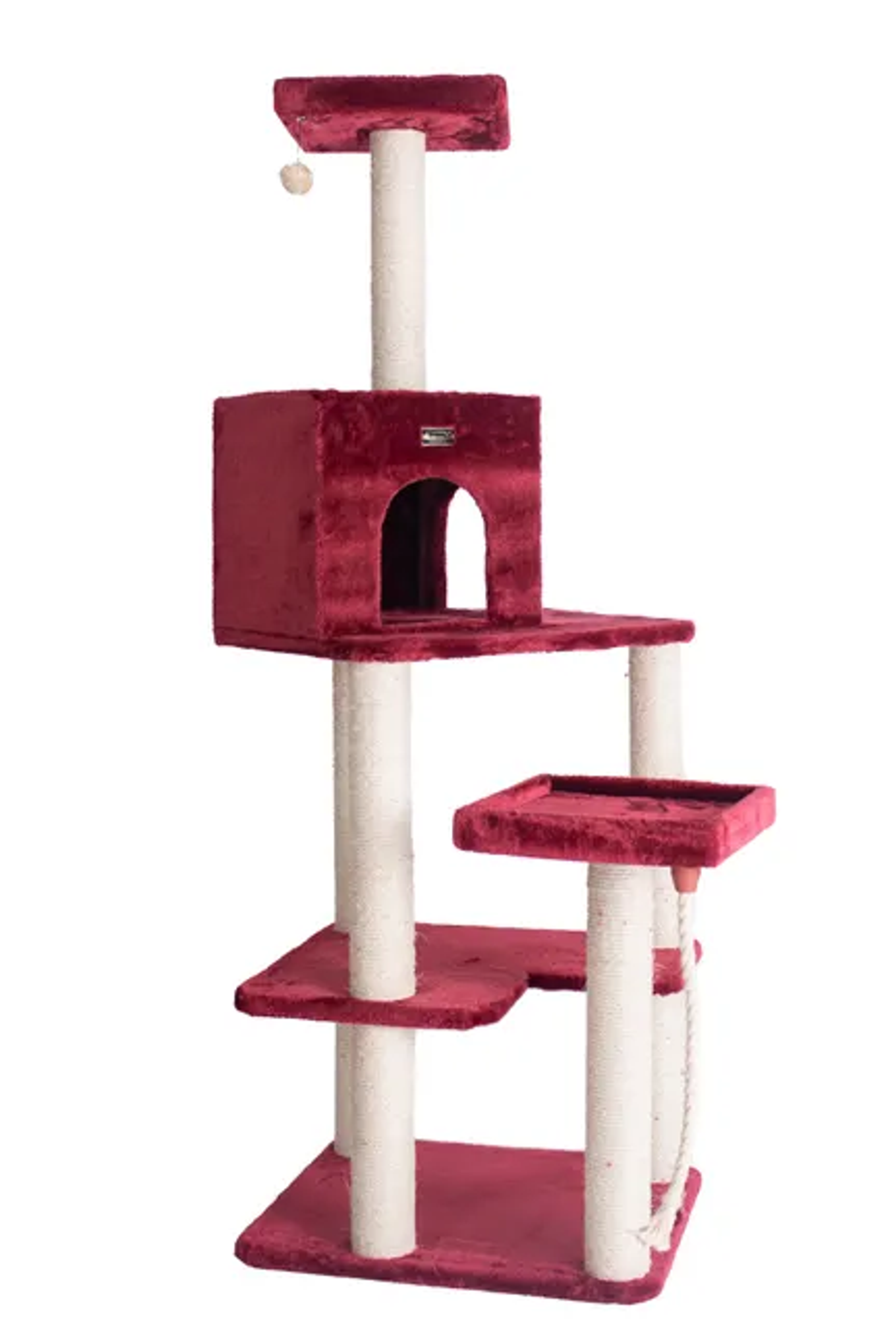 Armarkat Cat Tower Real Wood Cat Condo House 69" Burgundy-6