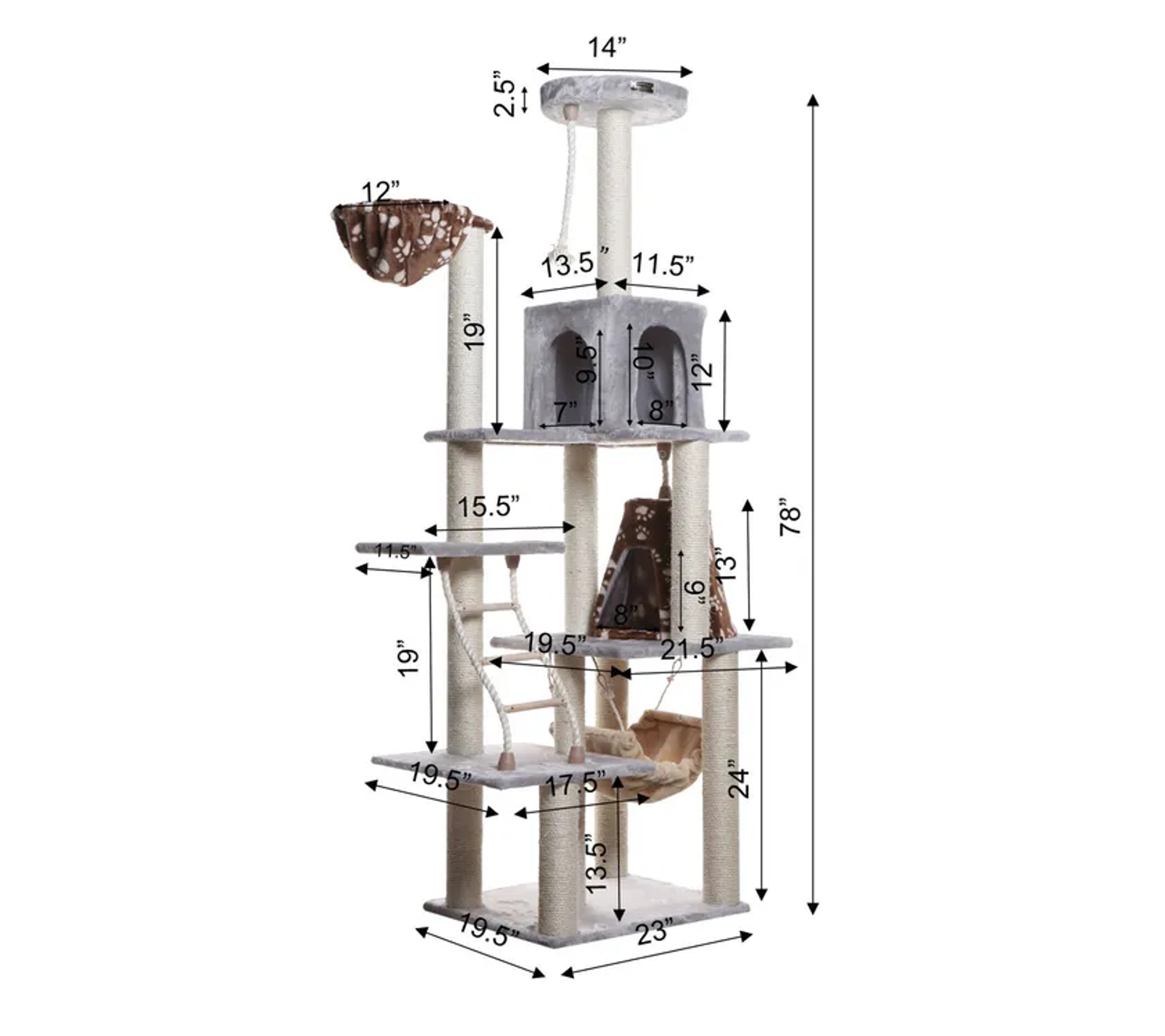 Real Wood Cat Climber Play House With Playhouse, Basket-2