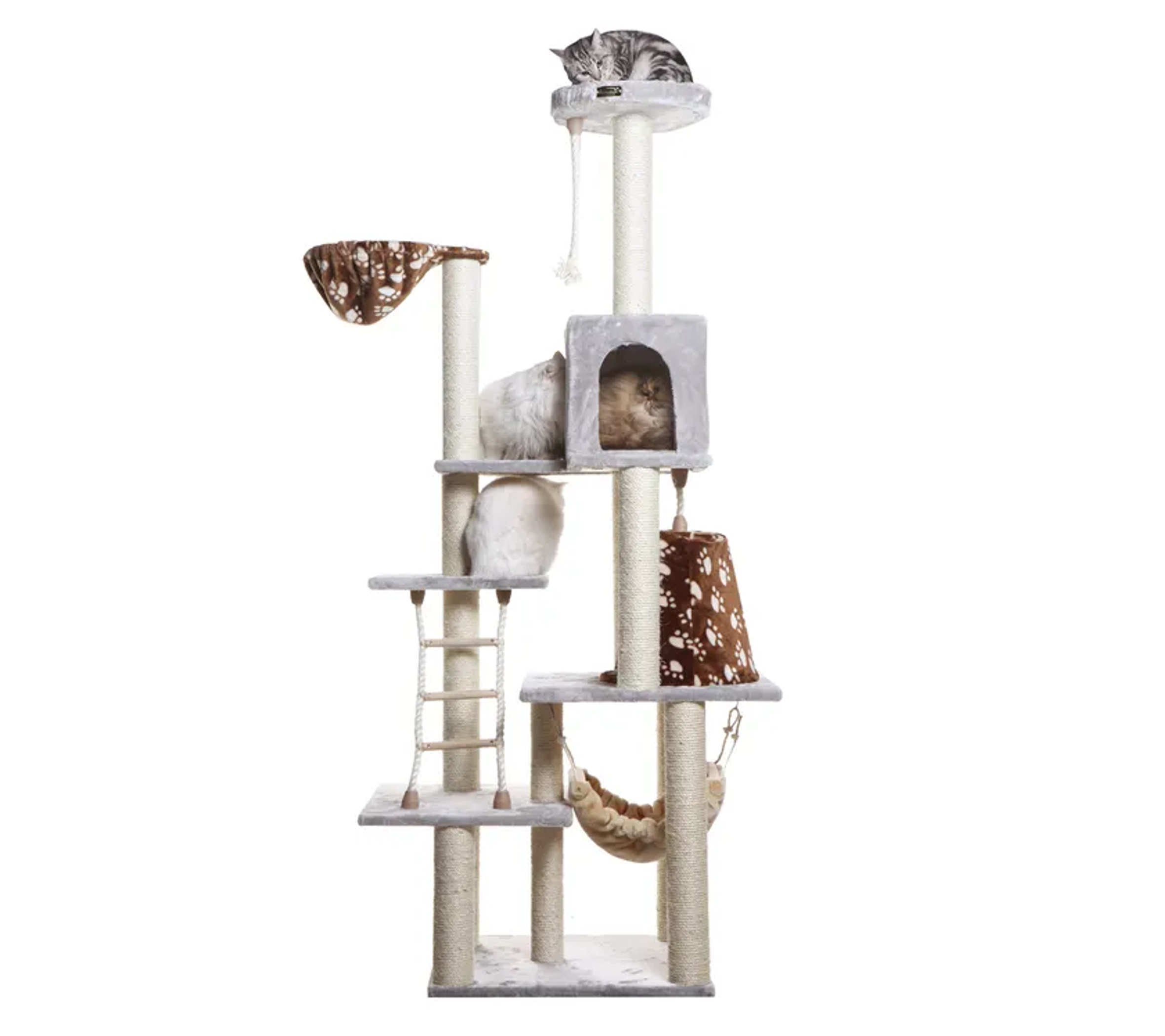 Real Wood Cat Climber Play House With Playhouse, Basket-3