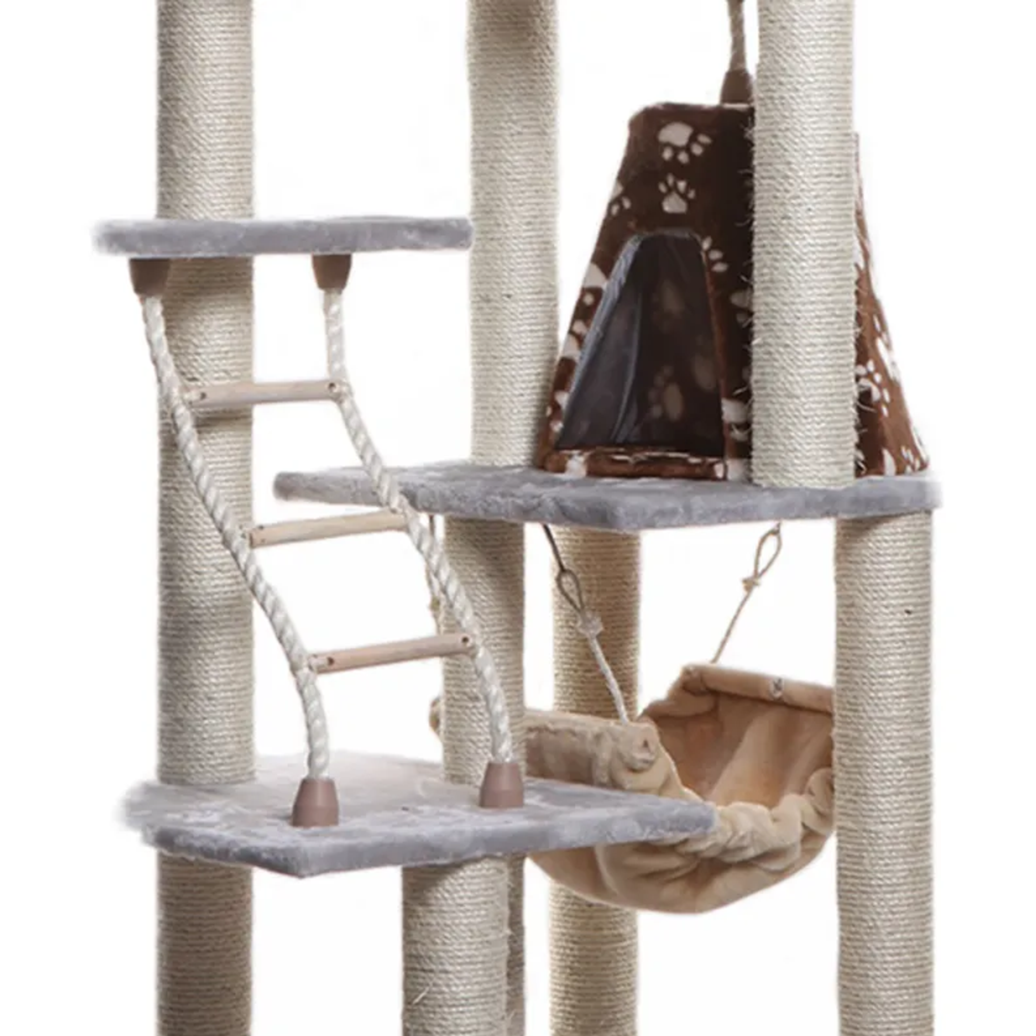 Real Wood Cat Climber Play House With Playhouse, Basket-5