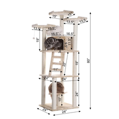 Armarkat Multi-function Real WOOD Cat Tower Beige-4