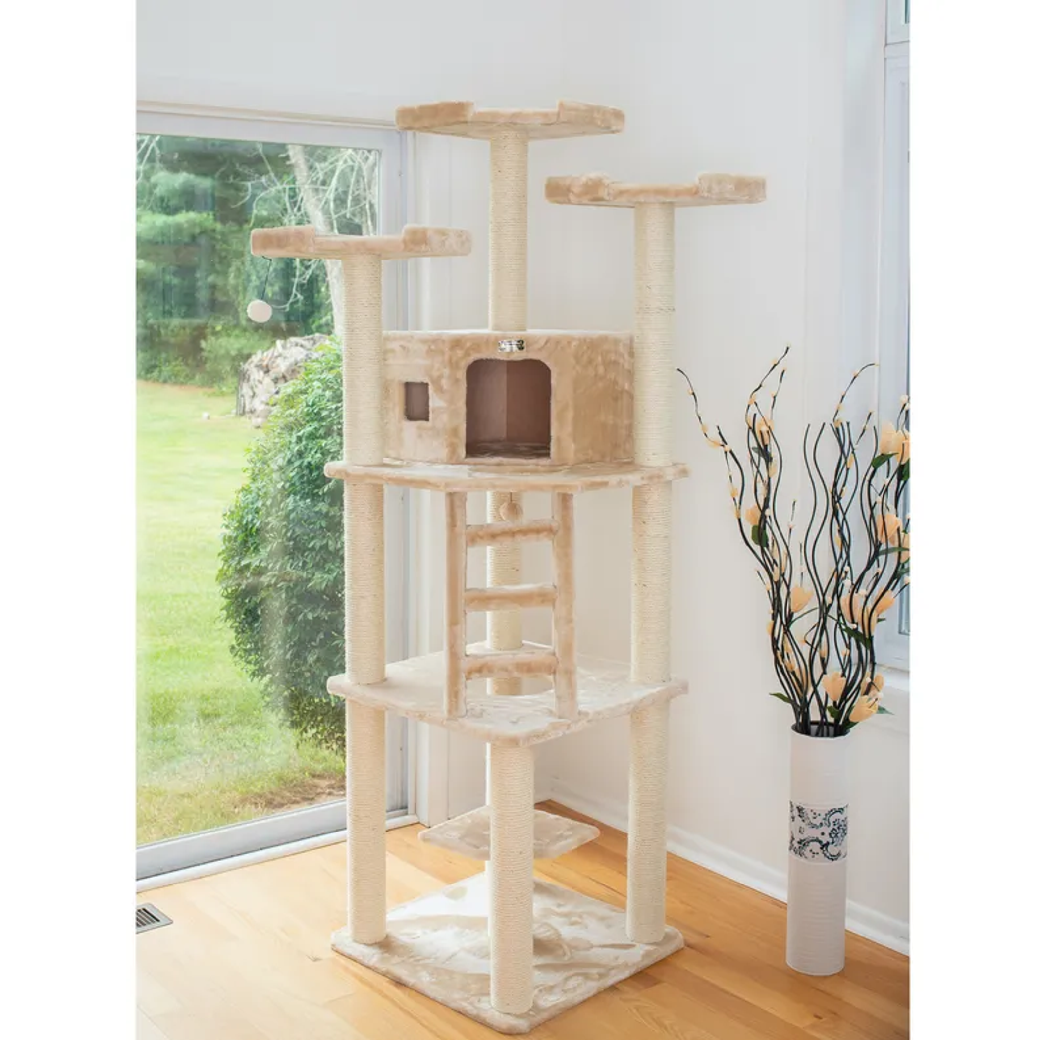 Armarkat Multi-function Real WOOD Cat Tower Beige-5