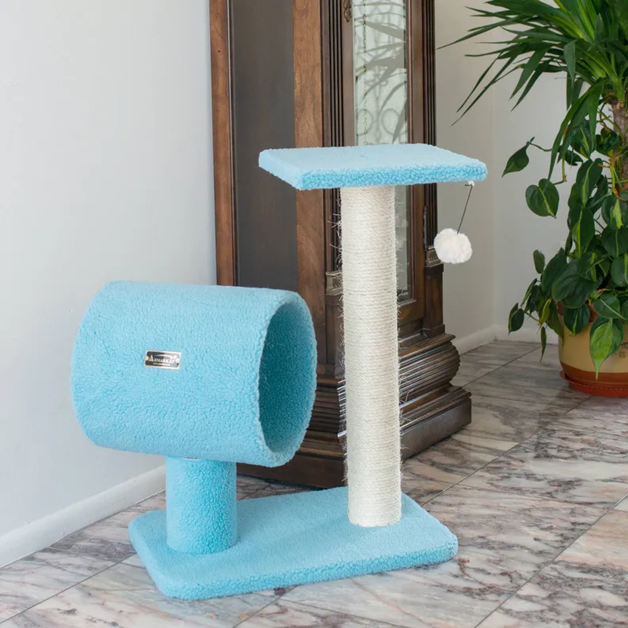 Armarkat Sky Blue 25" Cat Tree, Real Wood Scratcher for Cats-4