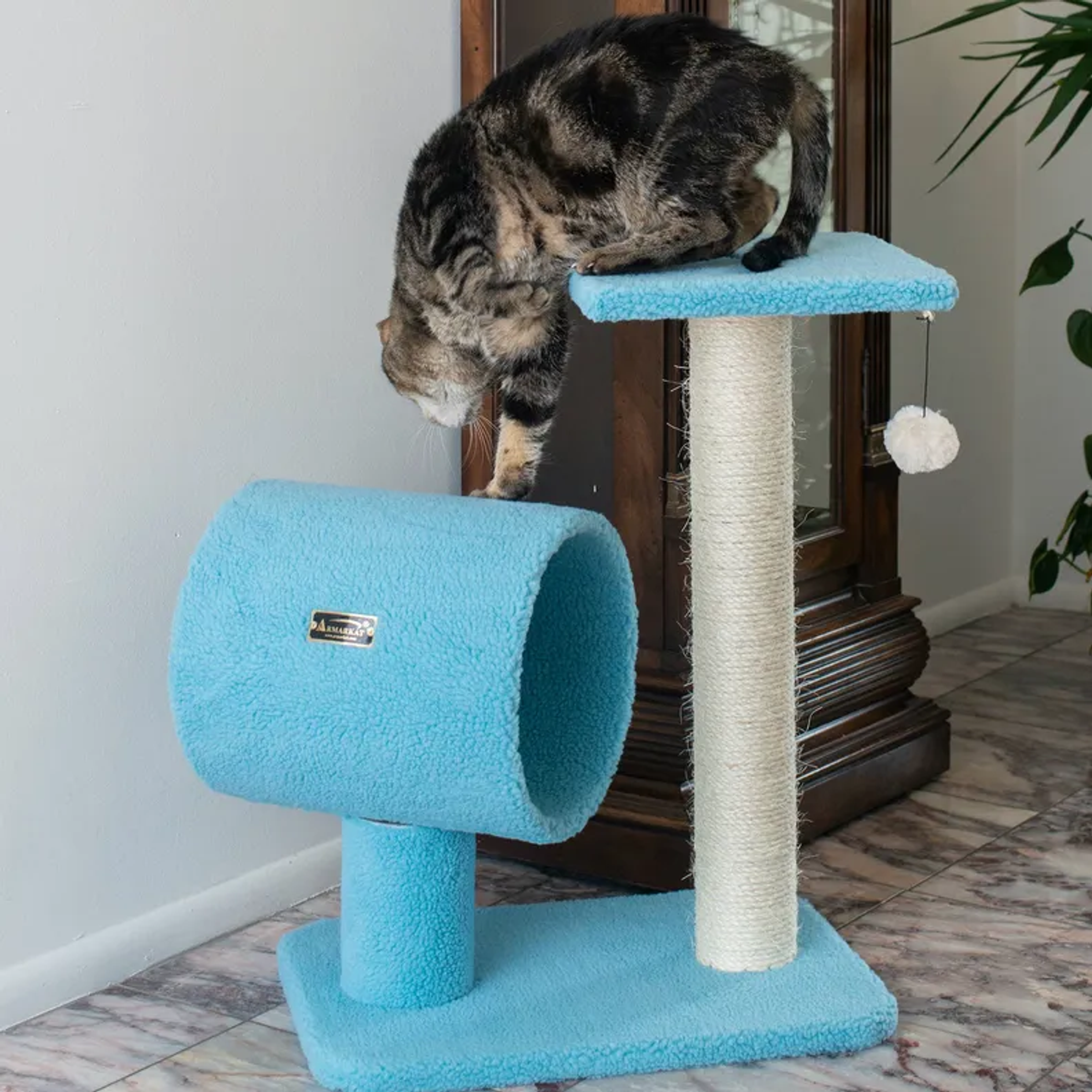 Armarkat Sky Blue 25" Cat Tree, Real Wood Scratcher for Cats-5