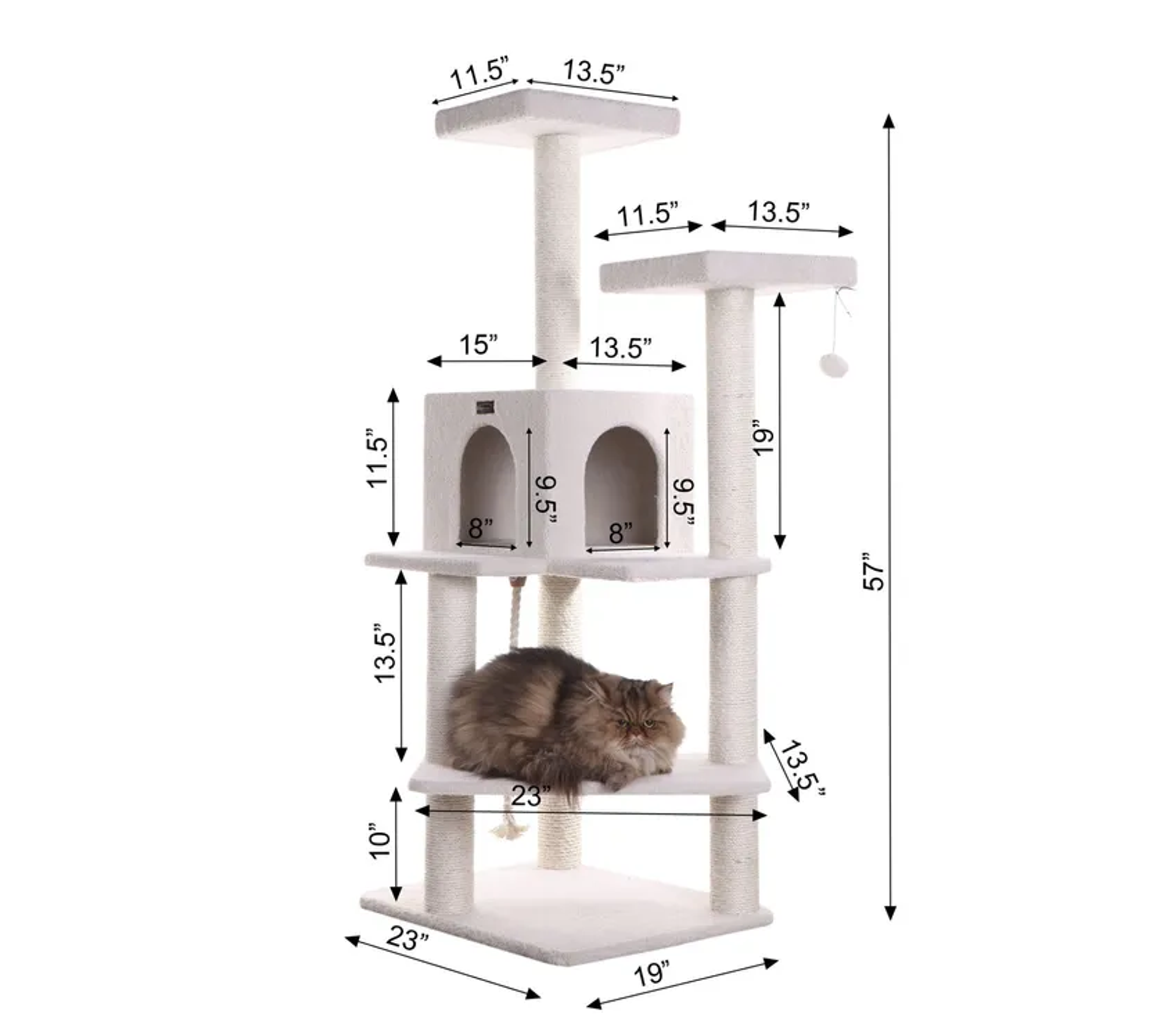 Armarkat Ivory 57" High Cat tree, Fleece Covered Cat Climber-2