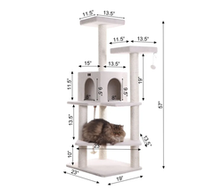 Armarkat Ivory 57" High Cat tree, Fleece Covered Cat Climber-2