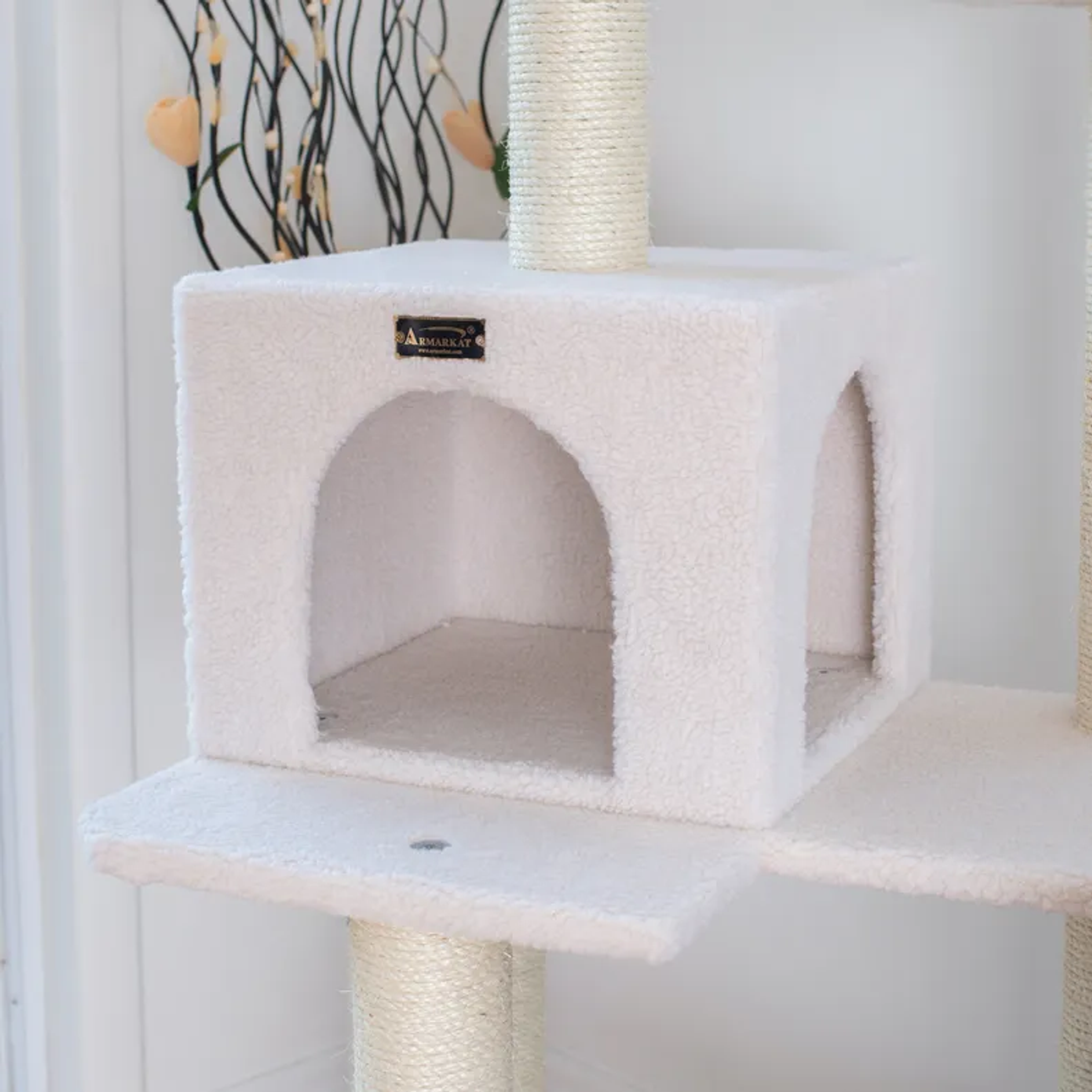 Armarkat Ivory 57" High Cat tree, Fleece Covered Cat Climber-3