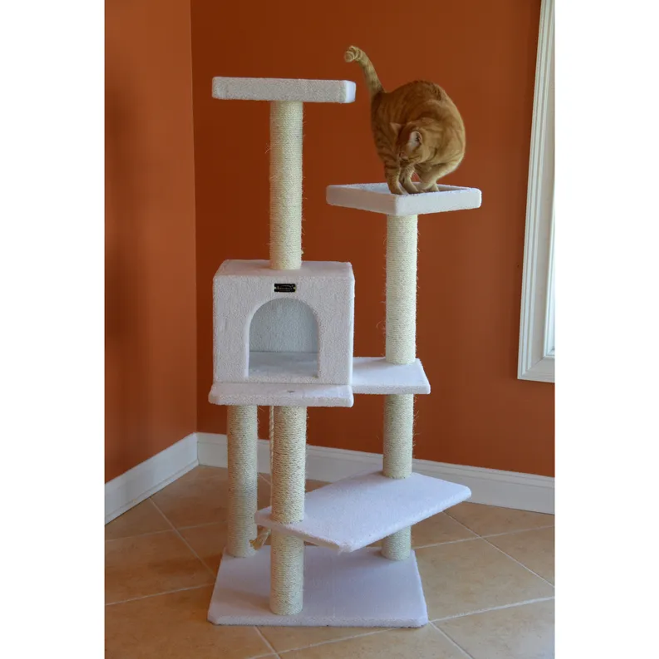 Armarkat Ivory 57" High Cat tree, Fleece Covered Cat Climber-5