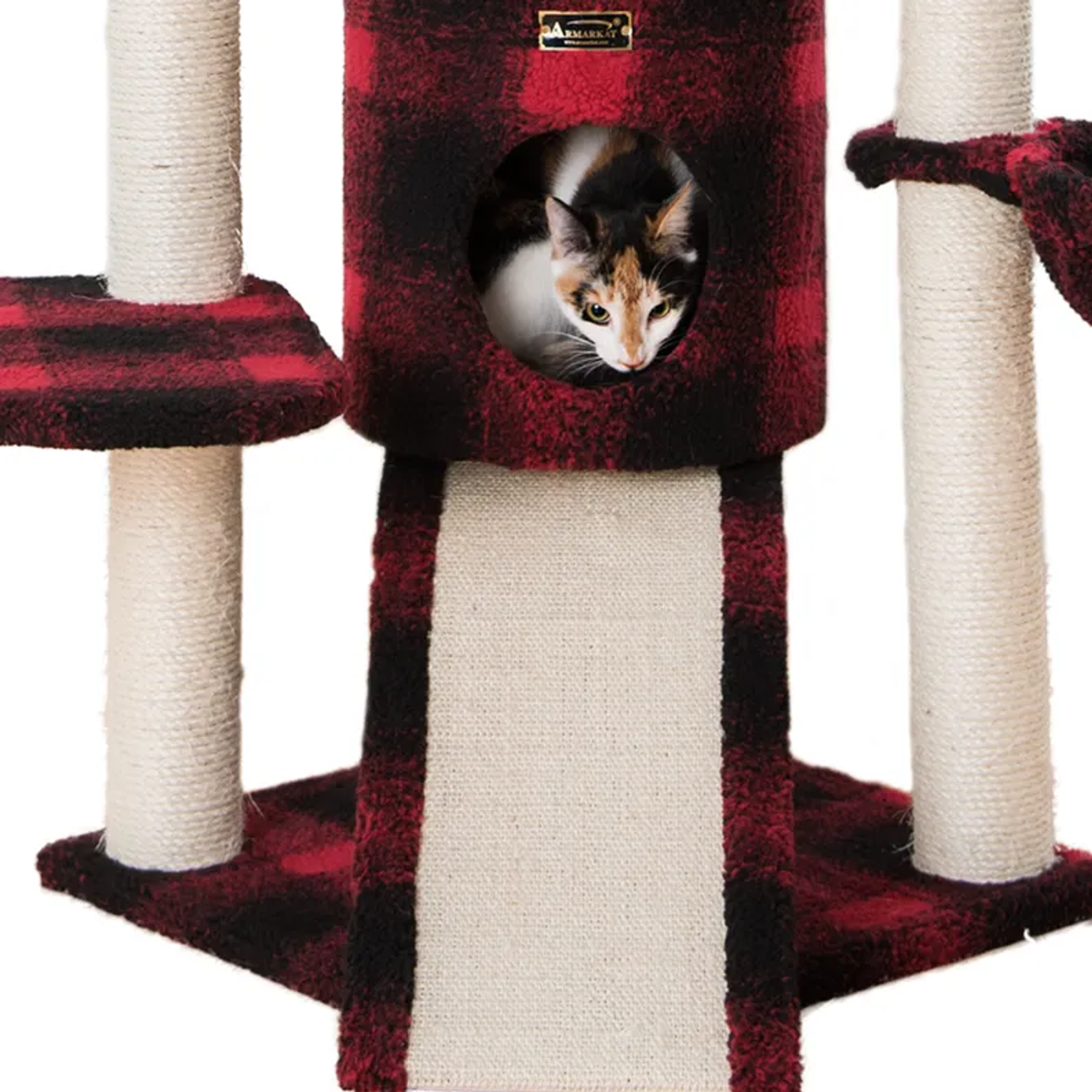 Armarkat Real Wood Spacious Thick Fur Cat Tower W Lounge BEIGE-3